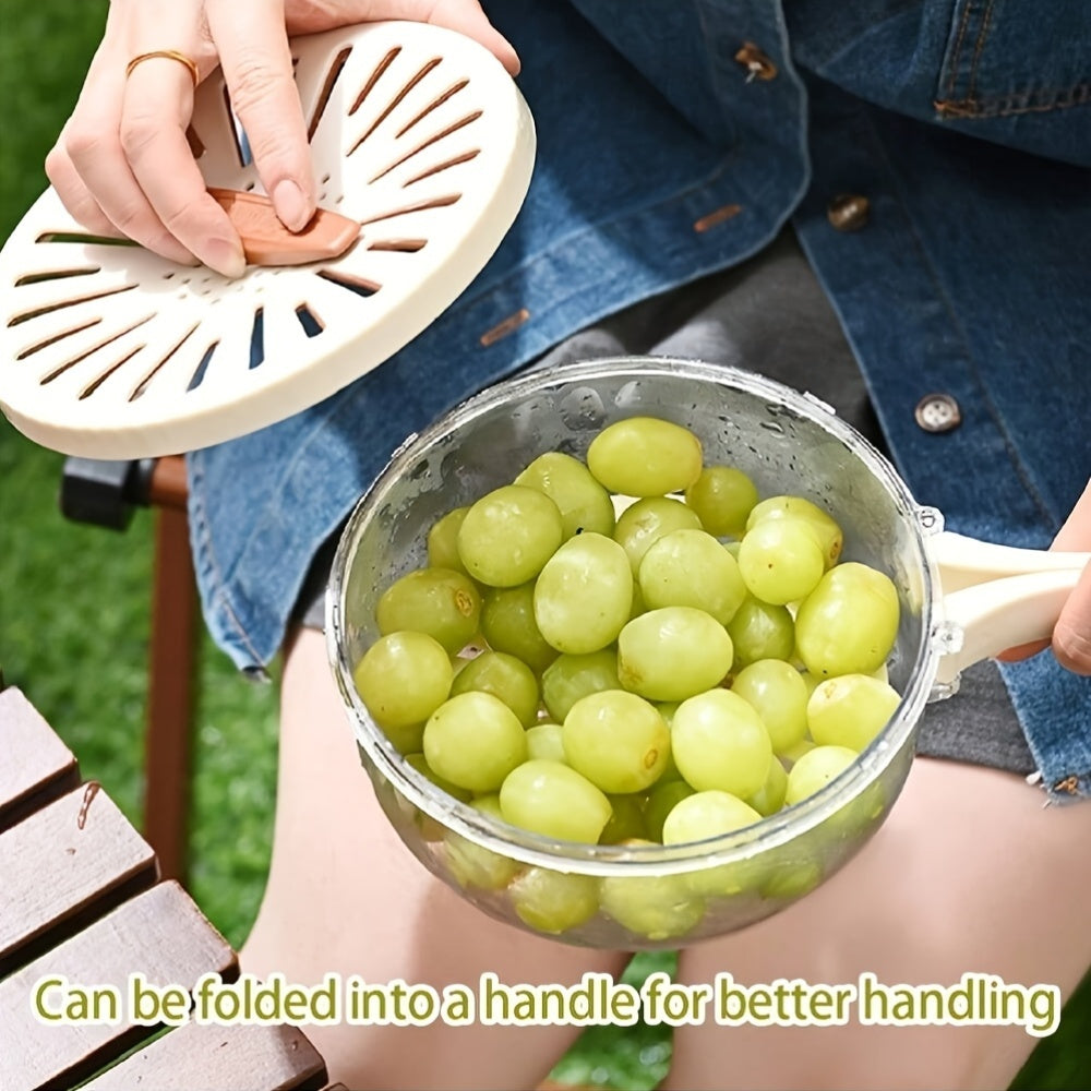 2-in-1 Foldable Kitchen Drain Basket with Handle – Fruit & Veggie Washing Bowl | Durable, Space-Saving