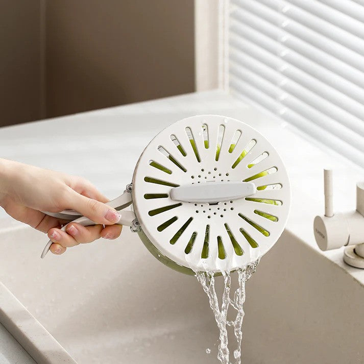 2-in-1 Foldable Kitchen Drain Basket with Handle – Fruit & Veggie Washing Bowl | Durable, Space-Saving