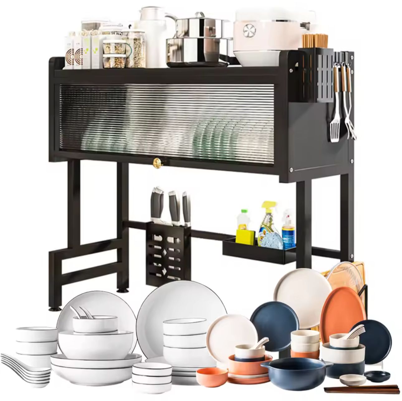 Over-Sink Kitchen Rack | Dust-Proof Cabinet | Utensil & Cutting Board Organizer