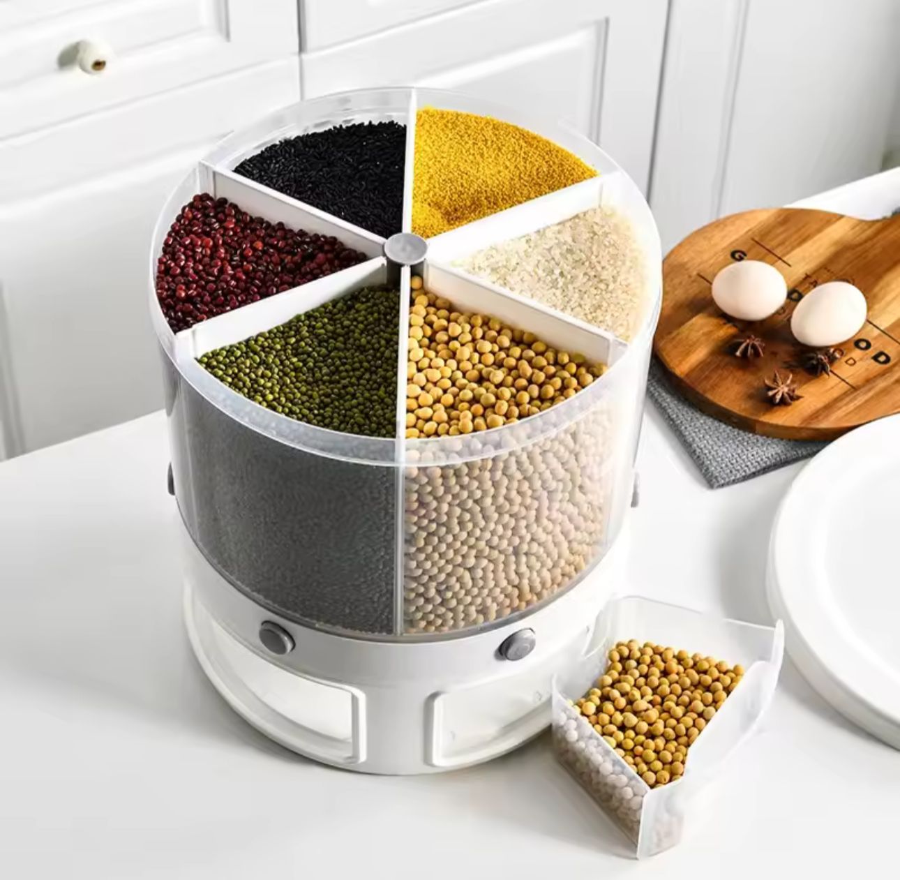 Premium Double Cereal Dispenser - Rotating Storage Container for Kitchen Organization | Airtight Food Storage Dispenser