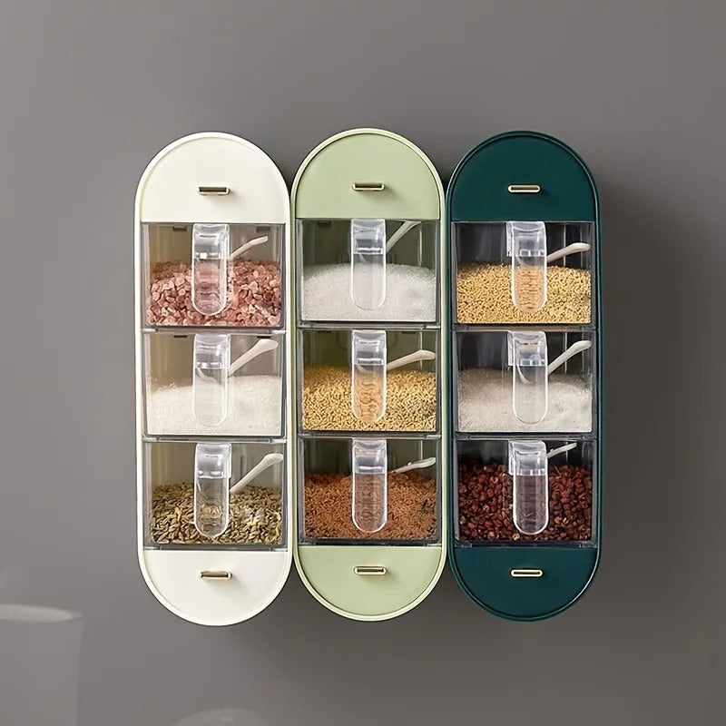 AJF Wall-Mounted Spice Rack - 3-Tier No-Drill Adhesive Organizer | Space-Saving Kitchen Storage