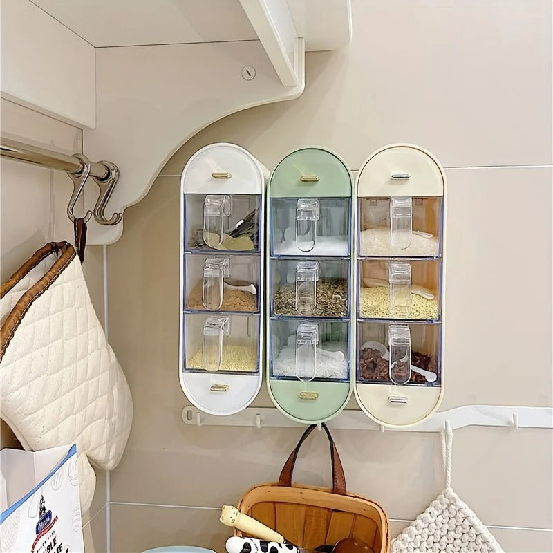 AJF Wall-Mounted Spice Rack - 3-Tier No-Drill Adhesive Organizer | Space-Saving Kitchen Storage
