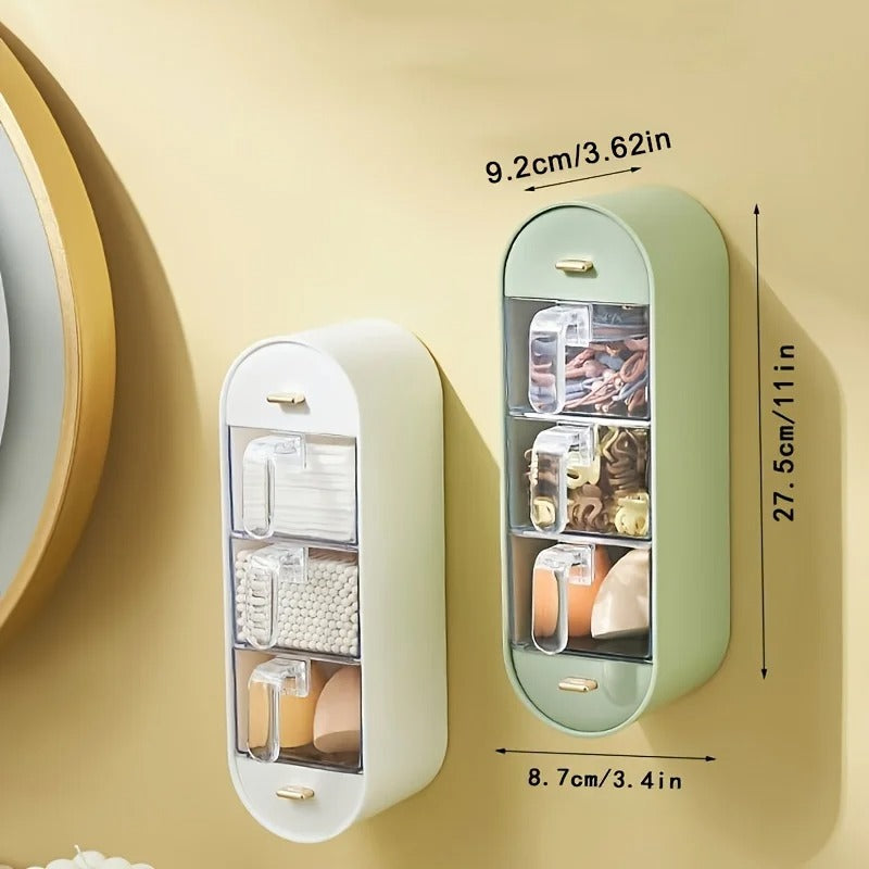 AJF Wall-Mounted Spice Rack - 3-Tier No-Drill Adhesive Organizer | Space-Saving Kitchen Storage