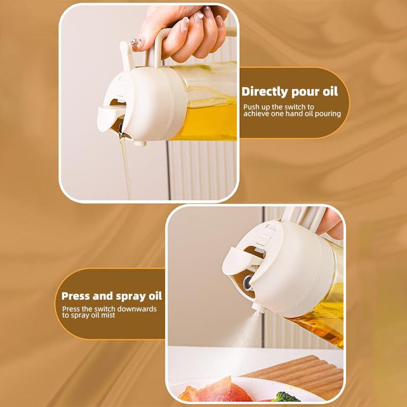 2-in-1 Glass Oil Spray Dispenser – 470 ML | Premium Kitchen Tool