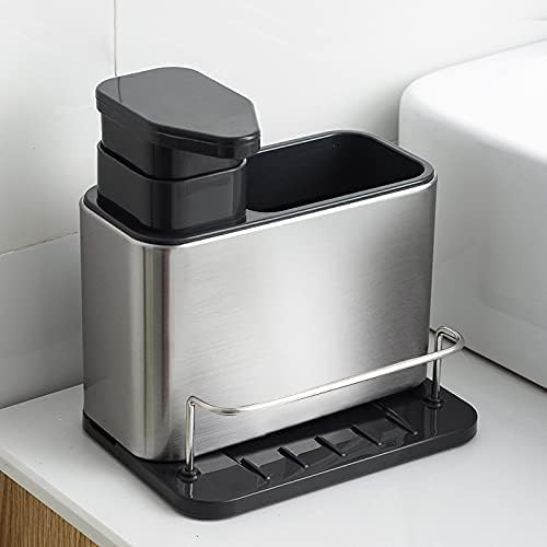 3-in-1 Kitchen Sink Organizer Set - Stainless Steel Soap Dispenser, Sponge Holder & Drain Rack
