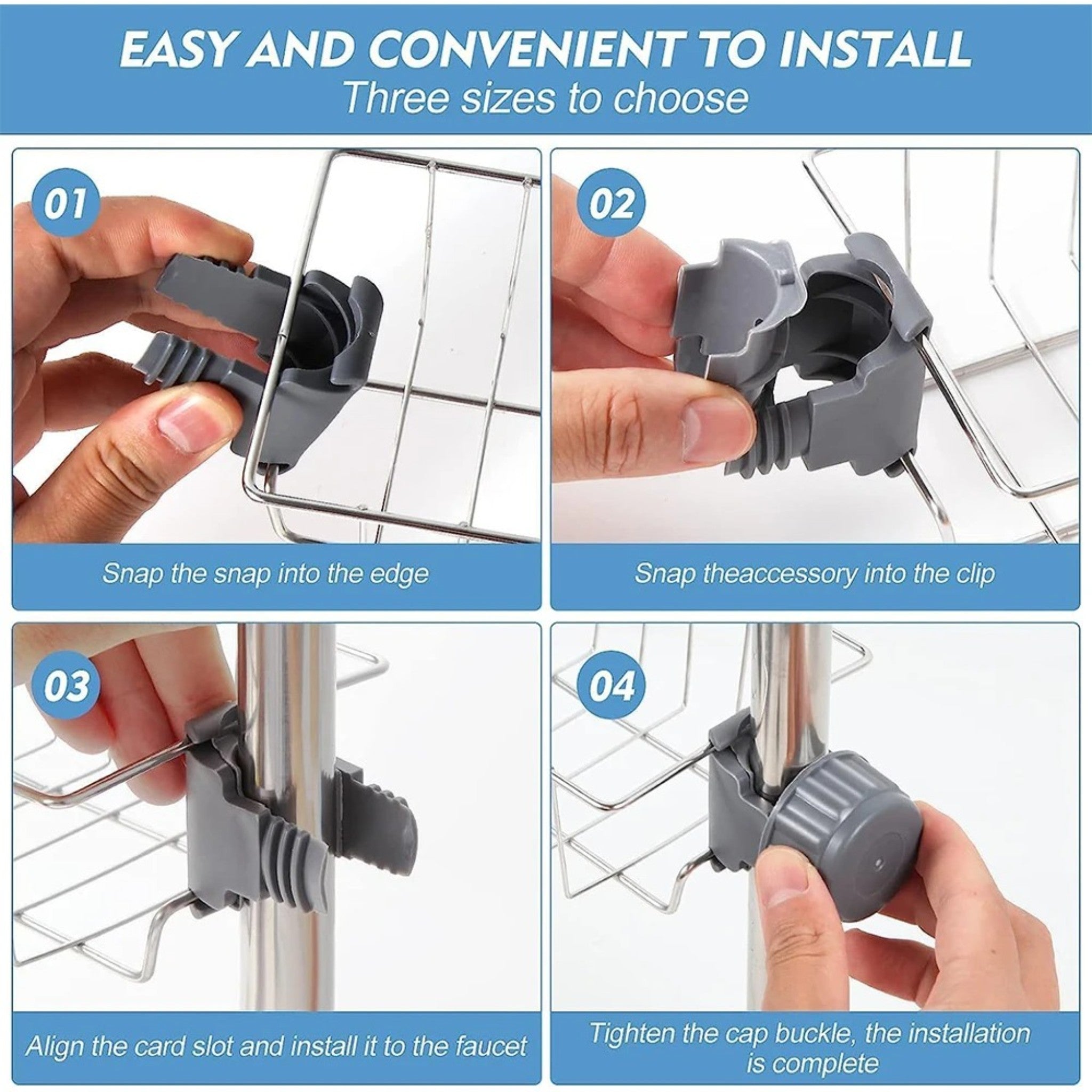 Stainless Steel Faucet Storage Rack – Adjustable Sink Sponge & Rag Holder